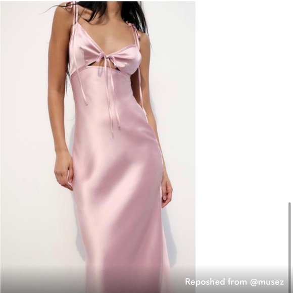 Zara SATIN EFFECT CUT OUT DRESS NWT - Picture 9 of 13